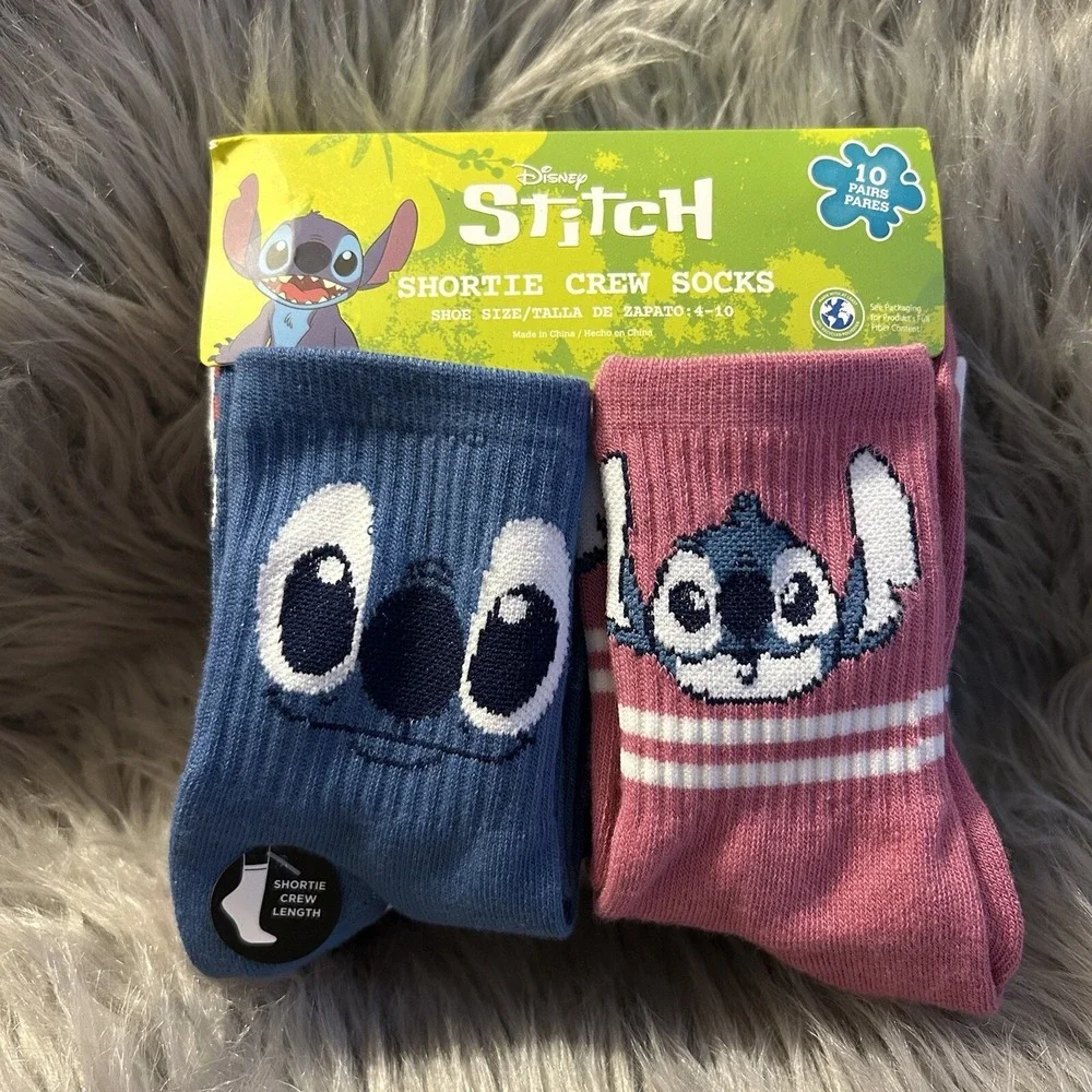 Disney Stitch Shortie Crew Socks Womens‎ Shoe Size 4-10